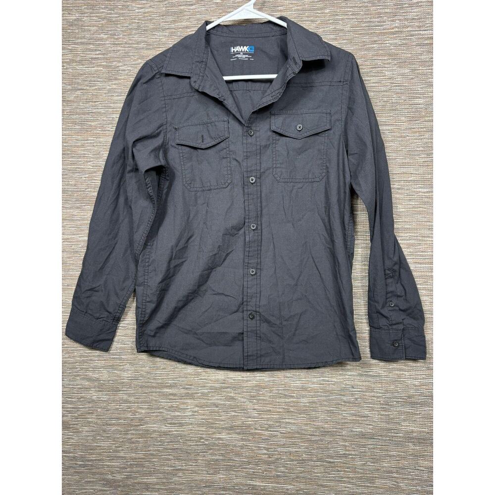 Tony Hawk Shirt Mens XL Gray Check Button Up Long Sleeve Casual Skatewear